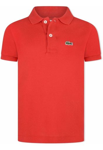 Lacoste Kids embroidered logo cotton polo shirt - Rosso