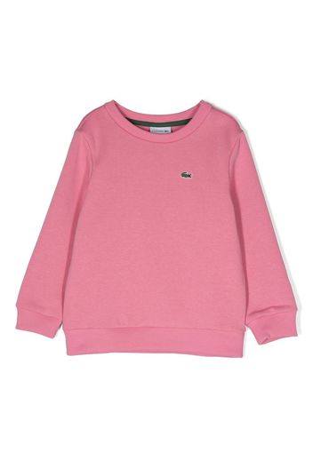 Lacoste Kids logo-patch crew-neck sweatshirt - Rosa
