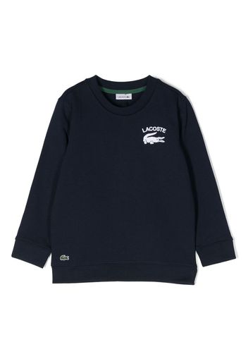Lacoste Kids logo-print crew neck sweatshirt - Blu