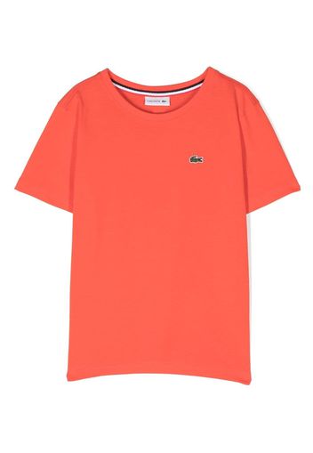 Lacoste Kids logo-patch cotton T-shirt - Arancione