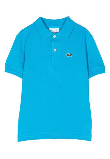 Lacoste Kids logo-patch cotton polo shirt - Blu