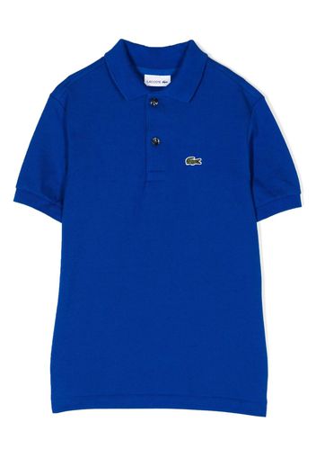 Lacoste Kids logo-patch cotton polo shirt - Blu