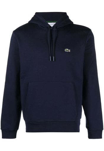 Lacoste logo-patch fleece hoodie - Blu