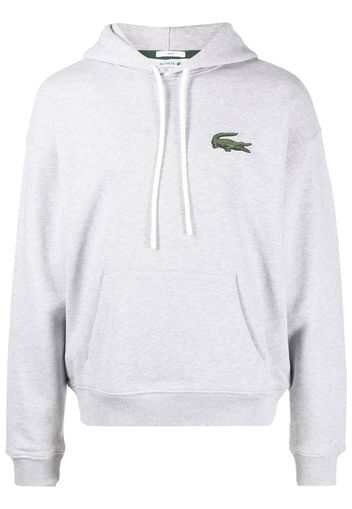 Lacoste logo-patch long-sleeve hoodie - Grigio