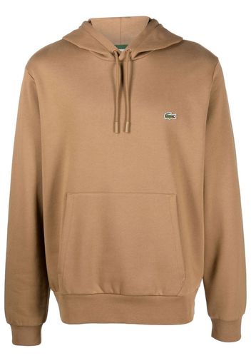 Lacoste logo-patch cotton hoodie - Marrone