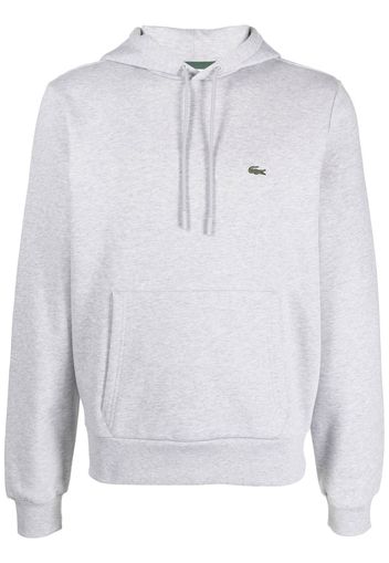 Lacoste logo-patch fleece hoodie - Grigio