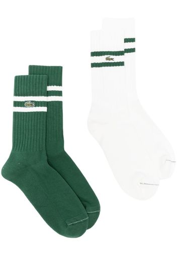 Lacoste logo-patch striped socks pack - Verde