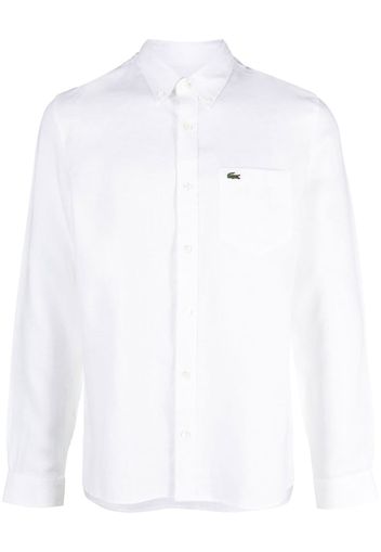 Lacoste logo-embroidered button-down shirt - Bianco