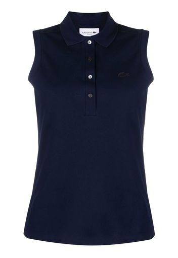 Lacoste logo-patch sleeveless polo top - Blu