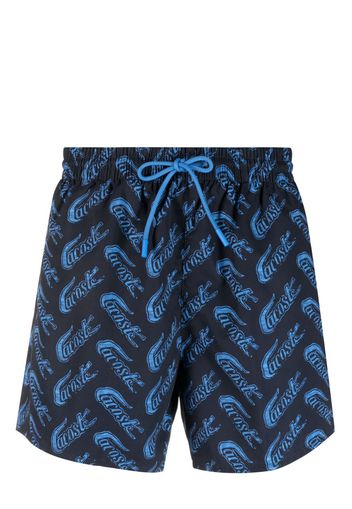 Lacoste logo-print swim shorts - Blu