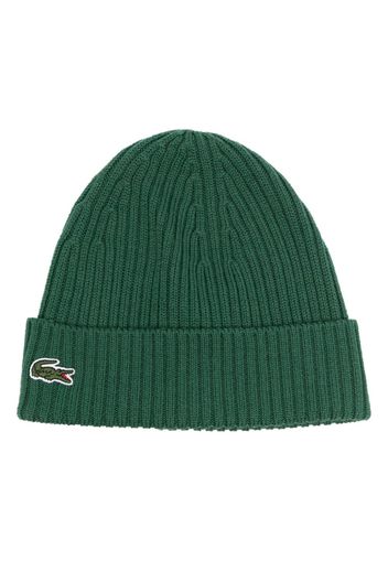 Lacoste logo-patch wool beanie - Verde