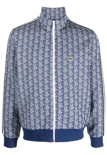 Lacoste monogram-pattern long-sleeved sweatshirt - Blu