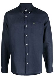 Lacoste logo-embroidered button-down shirt - Blu