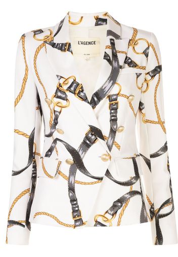 equestrian print blazer