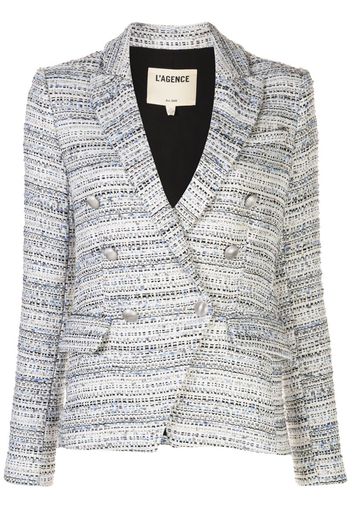 double breasted tweed blazer