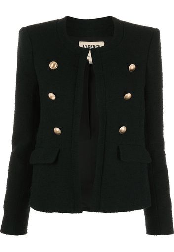 L'Agence double-breasted collarless blazer - Nero