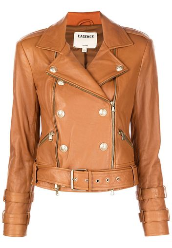 L'Agence Billie Belted Leather Jacket - Marrone