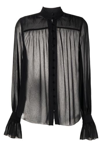 L'Agence balloon-sleeved sheer blouse - Nero