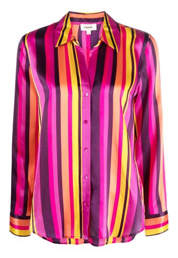 L'Agence striped long-sleeve silk shirt - Rosa