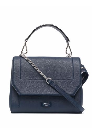 Lancer logo-print leather tote bag - Blu