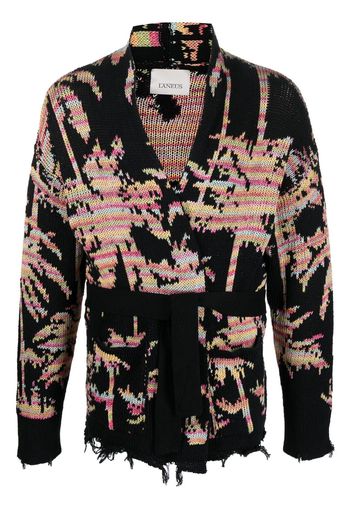 Laneus Palm jacquard cardigan - Nero