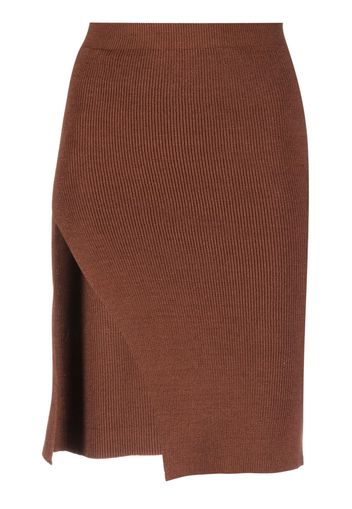 Laneus high-slit knitted skirt - Marrone