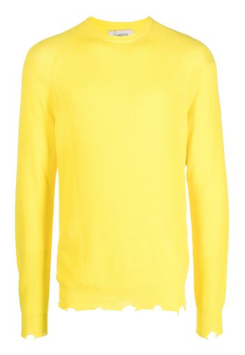 Laneus distressed-effect ribbed-knit jumper - Giallo