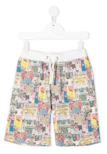 LANVIN Enfant graphic print track shorts - Bianco