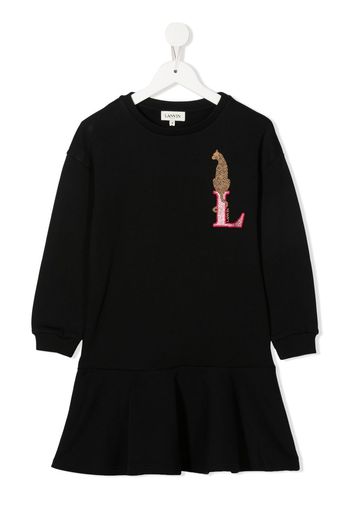 LANVIN Enfant embroidered-logo sweatshirt dress - Nero