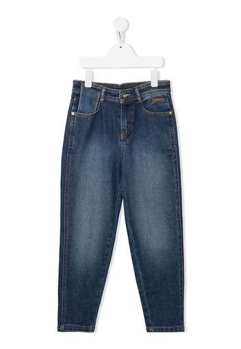 Lanvin Enfant Jeans affusolati con ricamo - Blu