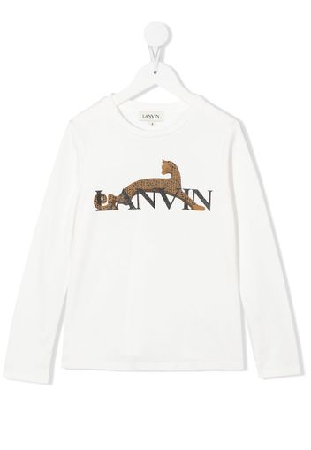 LANVIN Enfant logo-print long-sleeve T-shirt - Bianco