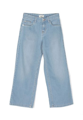 Lanvin Enfant Jeans a gamba ampia con ricamo - Blu