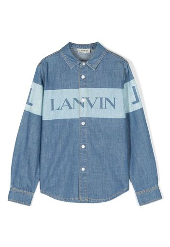 Lanvin Enfant logo-print denim shirt - Blu