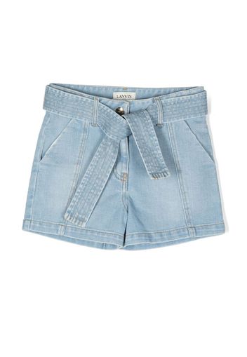 Lanvin Enfant Shorts denim con cintura - Blu