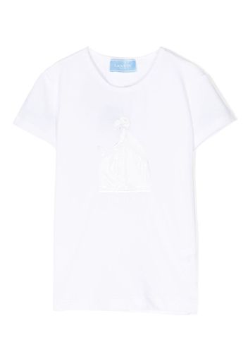 Lanvin Enfant logo-embroidered sequinned T-shirt - Bianco