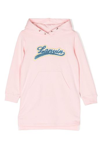 Lanvin Enfant logo-appliqué cotton hoodie dress - Rosa