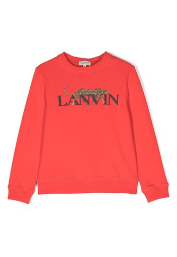 Lanvin Enfant leopard-print logo sweatshirt - Rosso