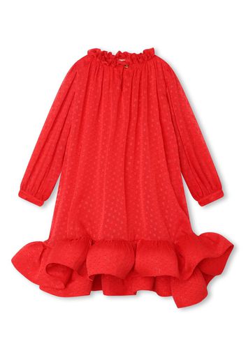 Lanvin Enfant logo-charm ruffle-detailing dress - Rosso