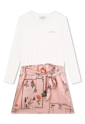 Lanvin Enfant botanical-print organic-cotton A-line dress - Rosa