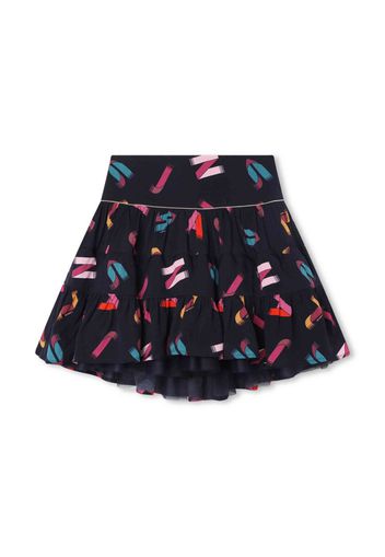 Lanvin Enfant logo-print tiered full skirt - Blu