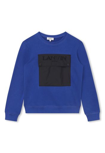 Lanvin Enfant logo-embroidered cotton sweatshirt - Blu