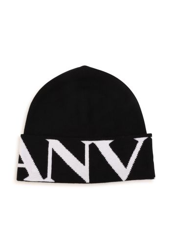 Lanvin Enfant intarsia-knit logo beanie - Nero