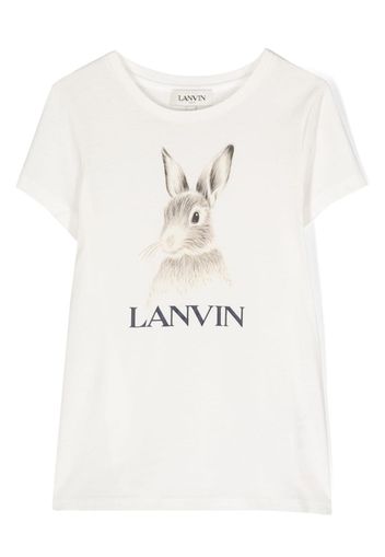 Lanvin Enfant Botanica rabbit-print cotton T-shirt - Bianco