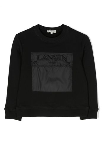 Lanvin Enfant logo-embroidered flap-pocket sweatshirt - Nero