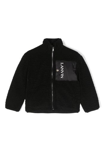 Lanvin Enfant logo-print fleece padded jacket - Nero