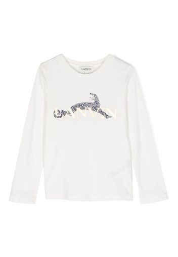 Lanvin Enfant metallic logo-print cotton shirt - Bianco