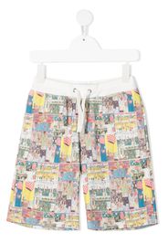 LANVIN Enfant graphic print track shorts - Bianco