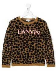 LANVIN Enfant embroidered-logo detail jumper - Toni neutri