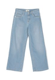 Lanvin Enfant Jeans a gamba ampia con ricamo - Blu