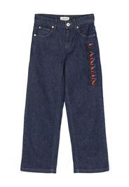 Lanvin Enfant Curb logo-embroiderd straight-leg jeans - Blu